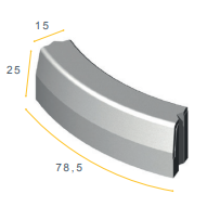 Trottoir bocht 13/15x25x78,5 15u grijs vis