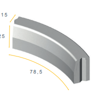 Trottoir bocht 13/15x25x78,5 10i grijs vis