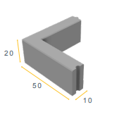 Hoekstuk 10x20x50 zwart h&d k